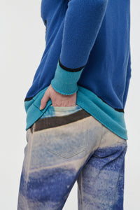 Amoret Barrel-leg Jean in Water Multi Recycled Cotton Denim