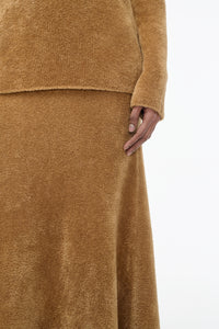Ward Knit V-Neck Sweater in Mid Camel Silk