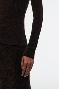 Regent Knit Crewneck Sweater in Chocolate Silk