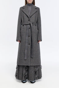 William Coat in Charcoal Multi Cashmere Wool Herringbone