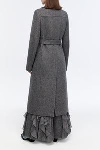 William Coat in Charcoal Multi Cashmere Wool Herringbone