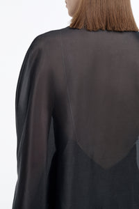 Dimsdale Embroidered Cape in Black Multi Silk Organza