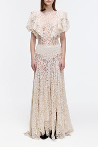 Lulsy Dress in Ivory Floral Cashmere Lace