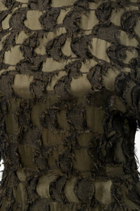 Coretta Dress in Olive Silk Wool Fil Coupé