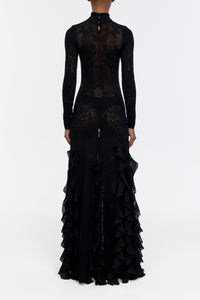 Solway Dress in Black Merino Silk