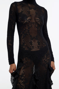 Solway Dress in Black Merino Silk