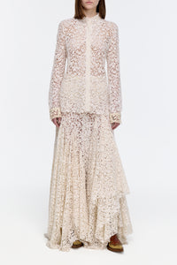Patterson Skirt in Ivory Floral Cashmere Lace