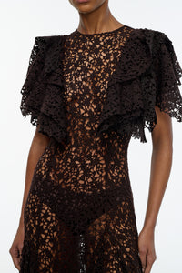 Lulsy Dress in Chocolate Floral Cashmere Lace