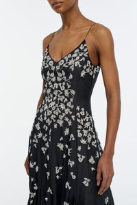 Neville Slip Dress in Black Sheer Silk Organza