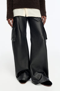 Eos Barrel-leg Cargo Pant in Black Leather