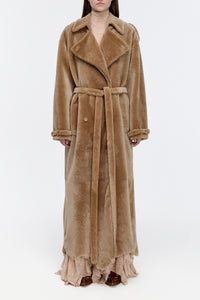Tellus Trench Coat in Champagne Shearling