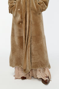 Tellus Trench Coat in Champagne Shearling