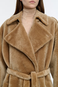 Tellus Trench Coat in Champagne Shearling