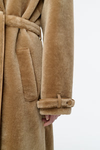Tellus Trench Coat in Champagne Shearling