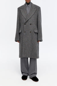 Mcaffrey Coat in Charcoal Multi Cashmere Wool Herringbone
