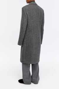 Mcaffrey Coat in Charcoal Multi Cashmere Wool Herringbone