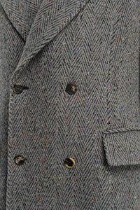 Mcaffrey Coat in Charcoal Multi Cashmere Wool Herringbone