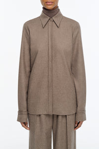 Cruz Shirt in Walnut Cashmere Wool Flannel