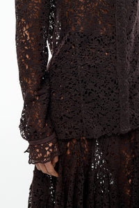 Vera Shirt in Chocolate Floral Cashmere Lace