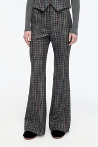 Rhein Pant in Charcoal Multi Wool Silk Houndstooth