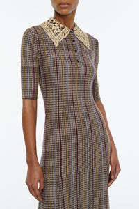 Shropshire Knit Dress in Camel Cashmere Silk with Collar
