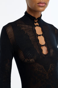 Solace Knit Dress in Black Merino Wool Lace