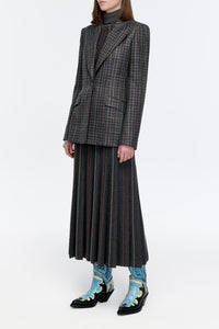 Leiva Blazer in Charcoal Multi Wool Silk Houndstooth