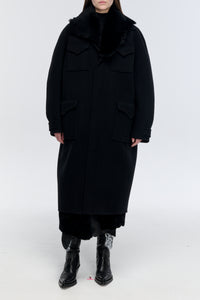 Arbor Cocoon Coat in Black Cashmere Felt