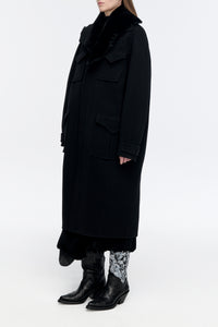 Arbor Cocoon Coat in Black Cashmere Felt