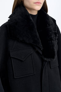 Arbor Cocoon Coat in Black Cashmere Felt