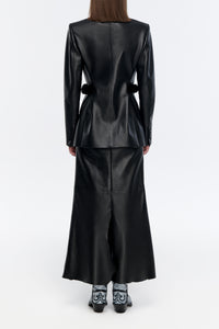 Epona Blazer in Black Leather with Recycled Fur Belt