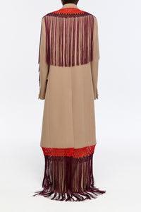 Mcaffrey Coat in Camel Double Face Recycled Cashmere with Macrame