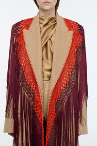 Mcaffrey Coat in Camel Double Face Recycled Cashmere with Macrame