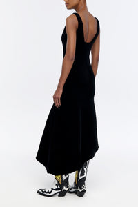 Lyth Raw Cut Dress in Black Recyled Fur