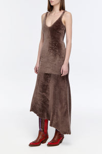Lyth Raw Cut Dress in Mocha Shearling