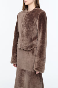 Hermera Raw Cut Jacket in Mocha Shearling