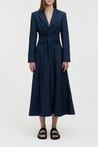 Yunara Knotted Maxi Dress in Recycled Cotton Denim