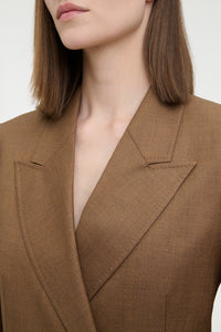 Angela Blazer in Chestnut Wool Silk