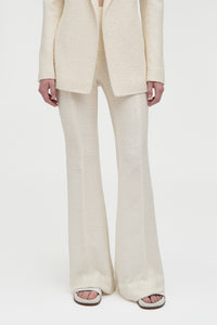 Rhein Flare Pant in Ivory Silk Boucle