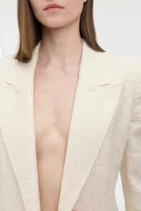 Mairi Blazer in Ivory Silk Boucle