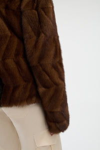 Torstein Coat in Black & Chocolate Recycled Mink Fur