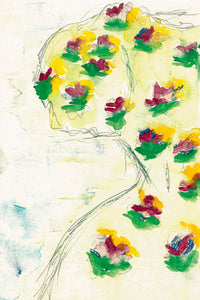 Ayelet Puff Sleeve Mia's Flowers Top in Ivory Multi Printed Linen Twill