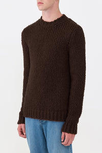 Lawrence Knit Crewneck Sweater in Chocolate Welfat Cashmere