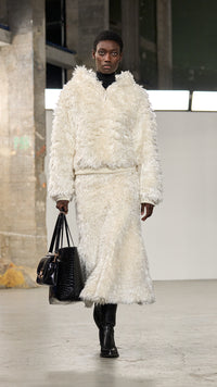 Orlando Hoodie in Ivory Silk Fur