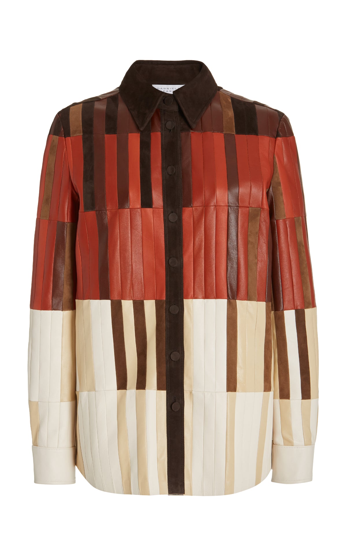 カンポス パッチワーク シャツ レッド クレイ ナッパレザー