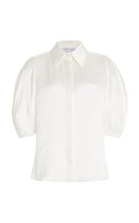 Sansi Top in Ivory Double Satin