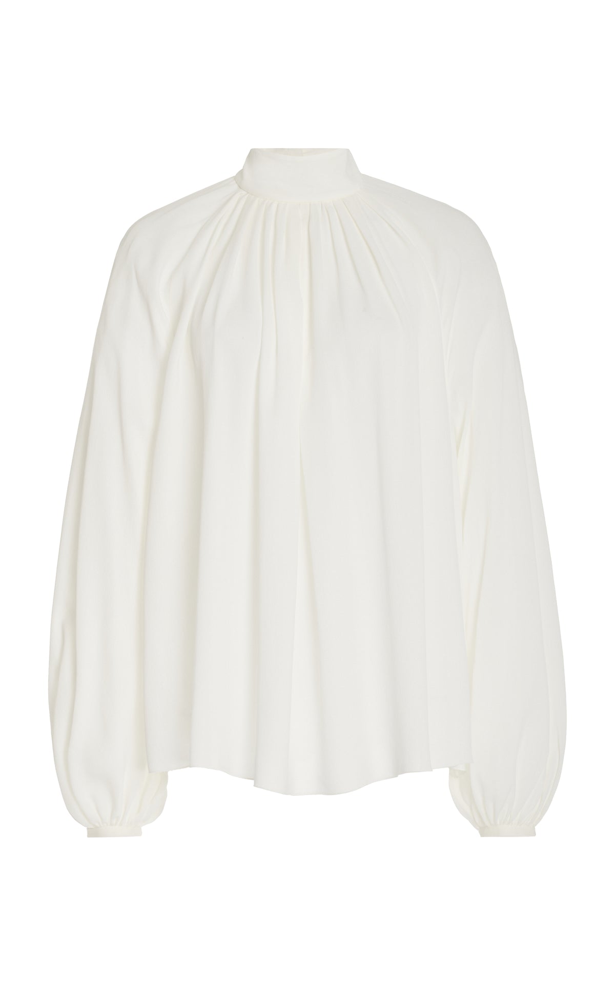 Kiian Pleated Top in Ivory Silk Georgette Twill