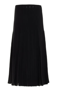 Del Knit Pleated Midi Skirt in Black Wool
