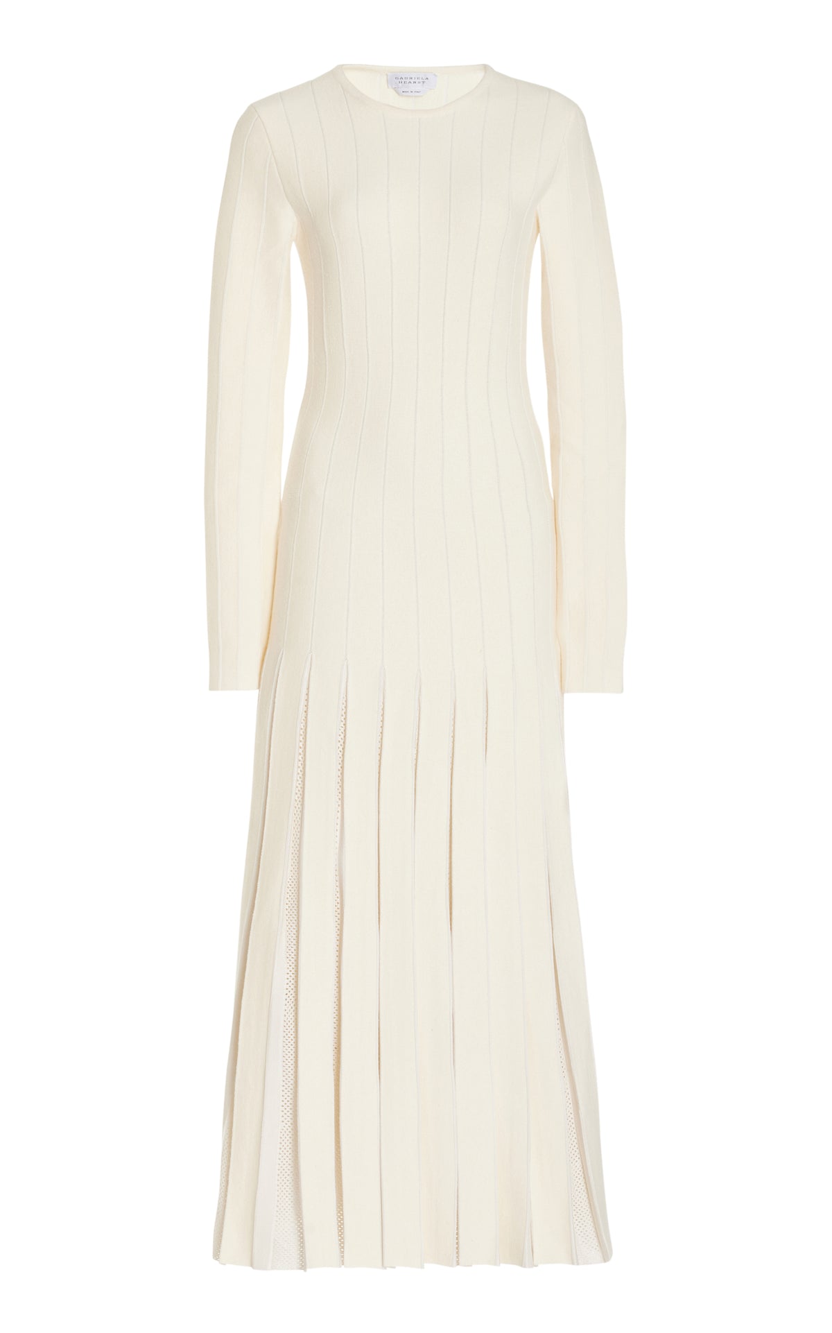 Walsh Pleated Knit Dress in Ivory Wool