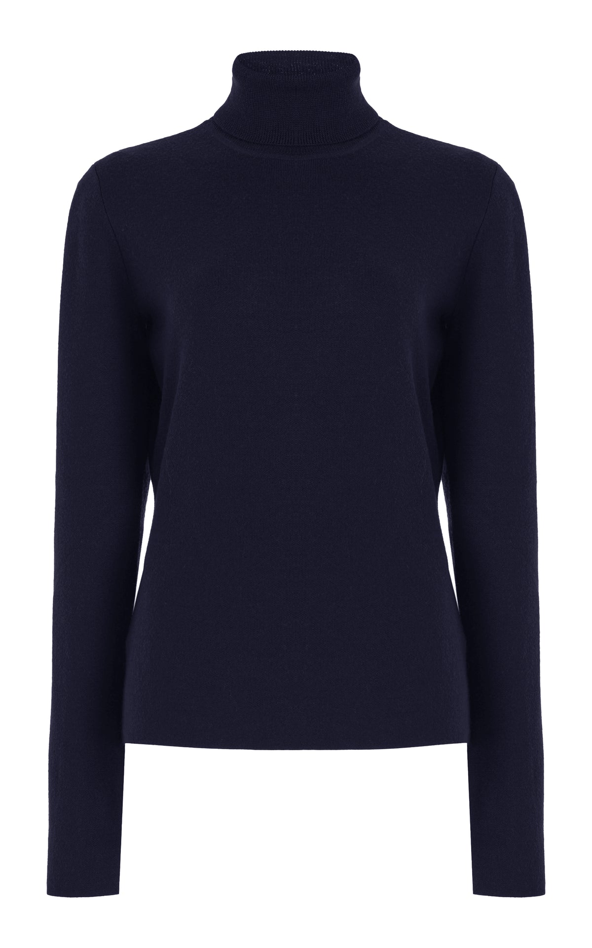 May Knit Turtleneck in Dark Navy Merino Wool Cashmere